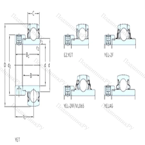 Подшипник шариковый радиальный YEL 210-2F