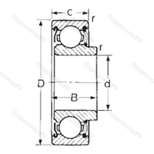 Подшипник шариковый радиальный 87011 от производителя  CYSD Подшипник шариковый радиальный 87011 от производителя  CYSD