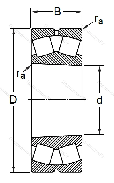 Сферический роликовый подшипник с конической посадкой на вал 113516 Н (22216 KMBW 33)