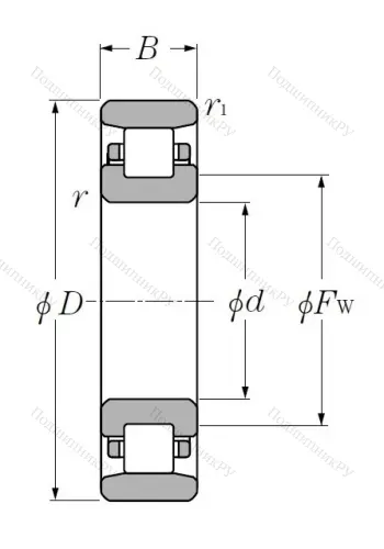 Роликовый цилиндрический подшипник N 222