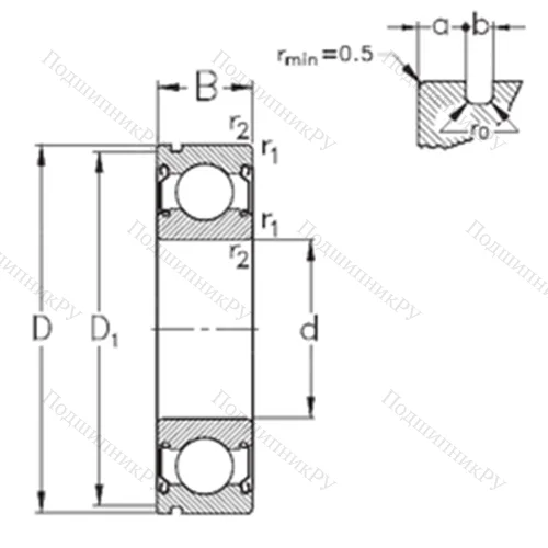 Подшипник шариковый радиальный 6304-2Z-N