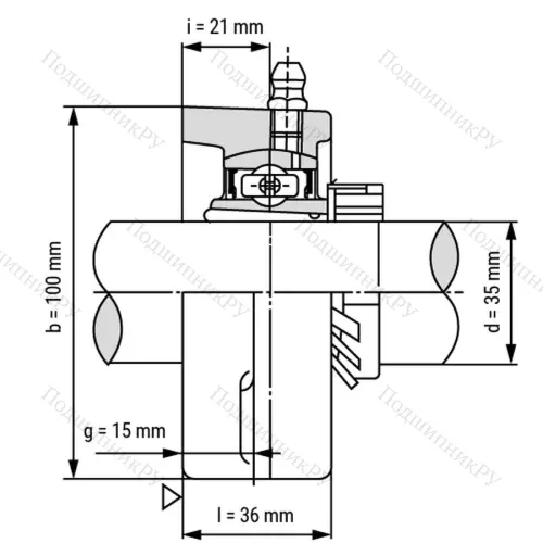 Подшипниковый узел UKFL 208+H 2308 - Вал: 35 мм
