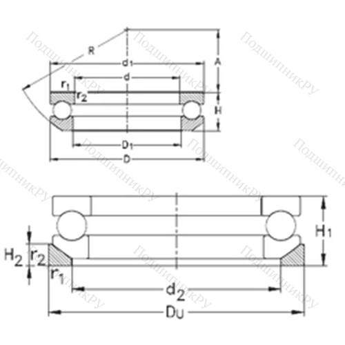 Подшипник шариковый упорный 53209+U 209