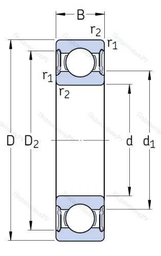 Однорядный шариковый подшипник 61801 2RS 1 от производителя  SKF