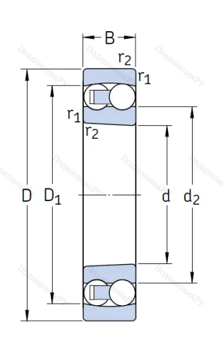 Двухрядный шариковый подшипник 2307 EKTN 9/C 3