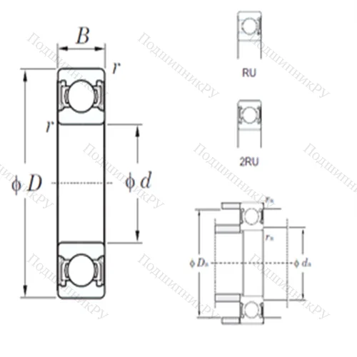 Подшипник шариковый радиальный 6920-1-2RU от производителя  KOYO