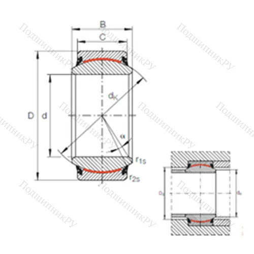 Подшипник скольжения сферический GE 300 UK-2RS