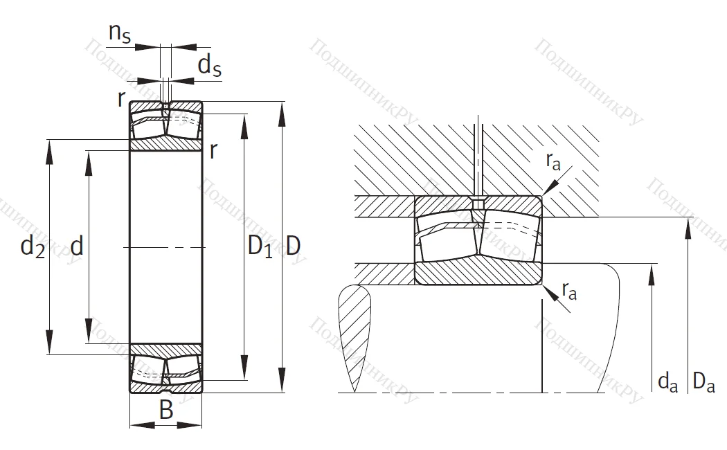 Сферический роликовый подшипник 22210 E 1 XL от производителя  FAG