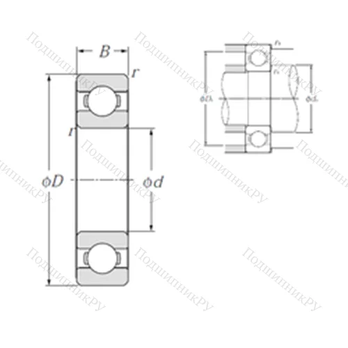 Подшипник шариковый радиальный 6834 от производителя  NTN Подшипник шариковый радиальный 6834 от производителя  NTN