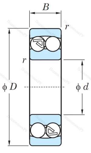 Двухрядный шариковый подшипник 1316 от производителя  KOYO Двухрядный шариковый подшипник 1316 от производителя  KOYO