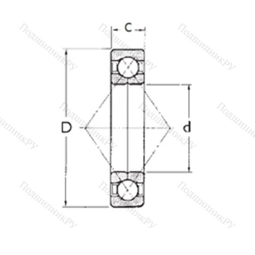Подшипник шариковый радиально-упорный с четырёхточечным QJ 321