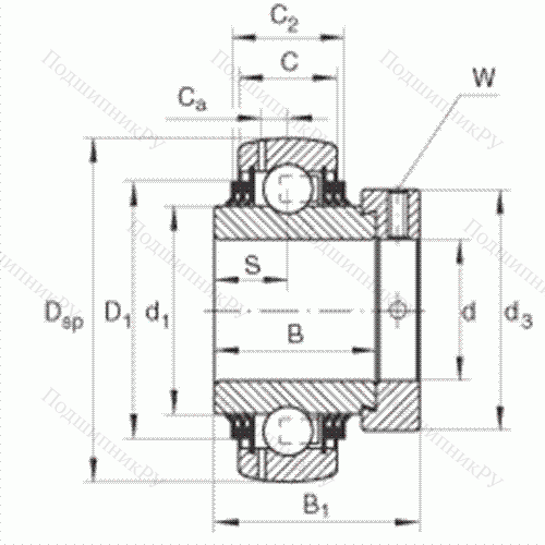 Подшипник шариковый закрепляемый GE 45-KTT-B от производителя  INA Подшипник шариковый закрепляемый GE 45-KTT-B от производителя  INA