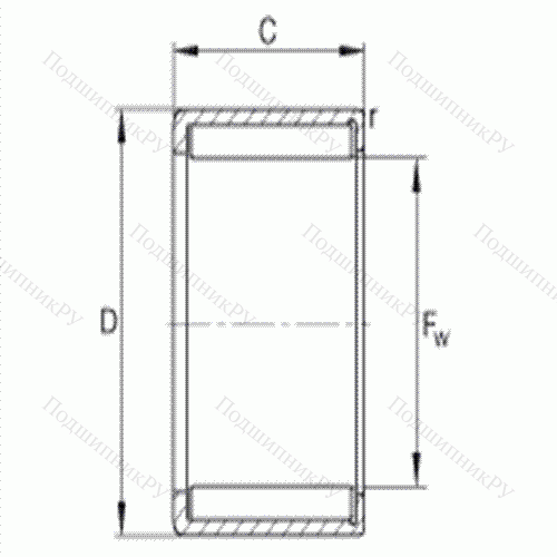 Подшипник роликовый игольчатый с одним наружным штампованным кольцом HN 1412