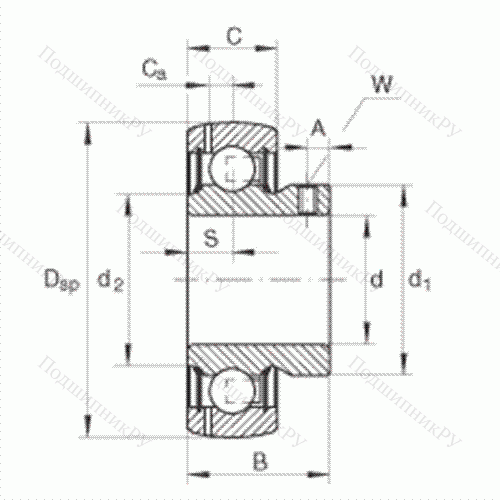 Подшипник шариковый закрепляемый GAY 15-NPP-B от производителя  INA Подшипник шариковый закрепляемый GAY 15-NPP-B от производителя  INA