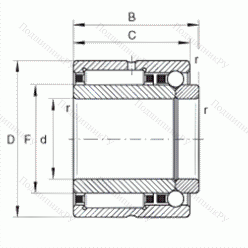 Шарикоподшипник радиально-упорный комбинированный с игольчатыми роликами NKIB 59/22 от производителя  INA Шарикоподшипник радиально-упорный комбинированный с игольчатыми роликами NKIB 59/22 от производителя  INA
