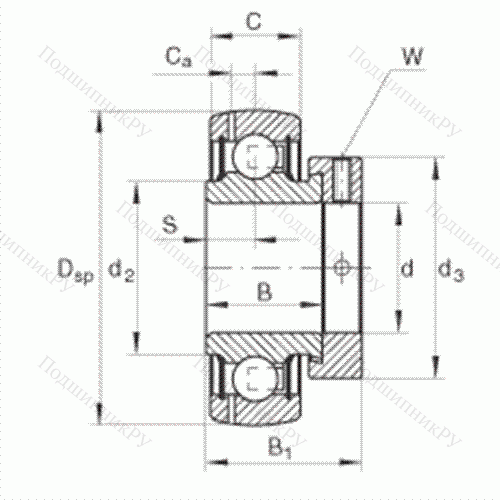 Подшипник шариковый закрепляемый GRAE 15-NPP-B от производителя  INA Подшипник шариковый закрепляемый GRAE 15-NPP-B от производителя  INA
