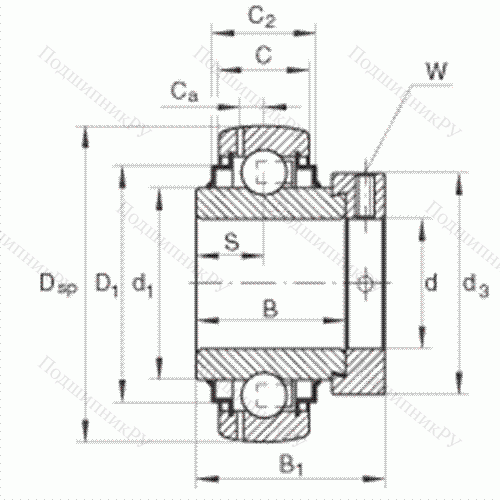 Подшипник шариковый закрепляемый GE 45-KLL-B от производителя  INA Подшипник шариковый закрепляемый GE 45-KLL-B от производителя  INA