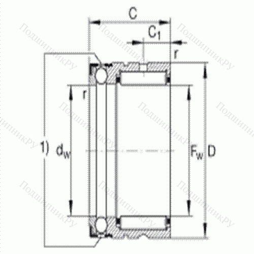 Шарикоподшипник упорный комбинированный с игольчатыми роликами NX 17 от производителя  INA Шарикоподшипник упорный комбинированный с игольчатыми роликами NX 17 от производителя  INA