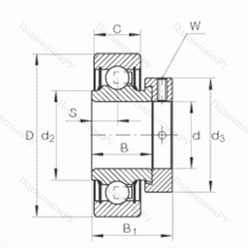 Подшипник шариковый закрепляемый RAE 15-NPP-FA 106 от производителя  INA Подшипник шариковый закрепляемый RAE 15-NPP-FA 106 от производителя  INA