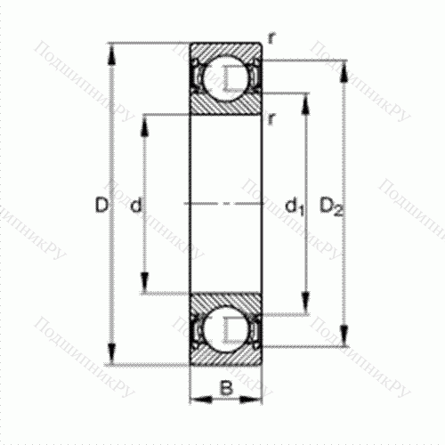 Подшипник шариковый радиальный 6309-2RSR от производителя  FAG Подшипник шариковый радиальный 6309-2RSR от производителя  FAG